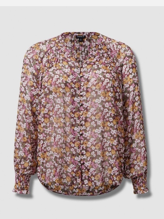 torrid Tops - NWT Torrid Crinkle Chiffon Floral Blouson Sleeve Blouse 3X 22-24